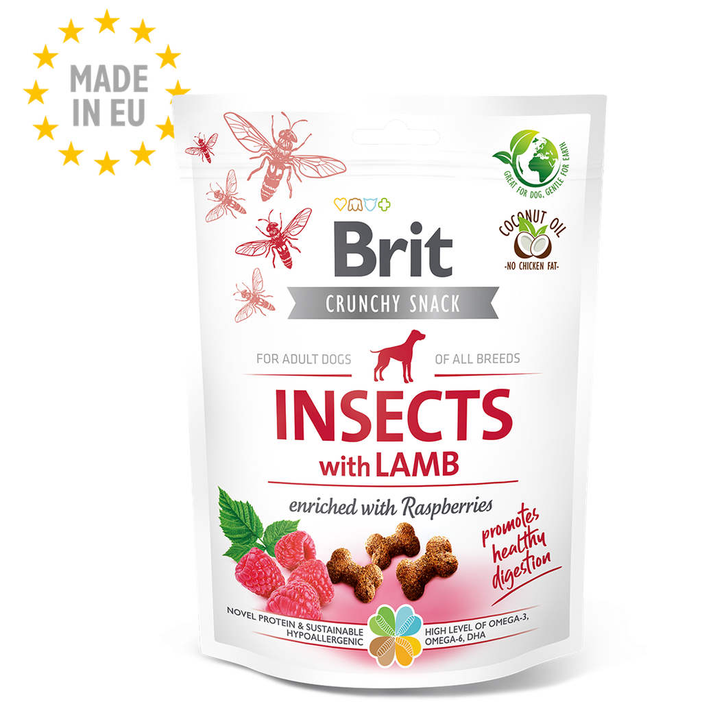Brit Care Crunchy Cracker. Insects with Lamb enriched with Raspberries (Instects et Agneau)