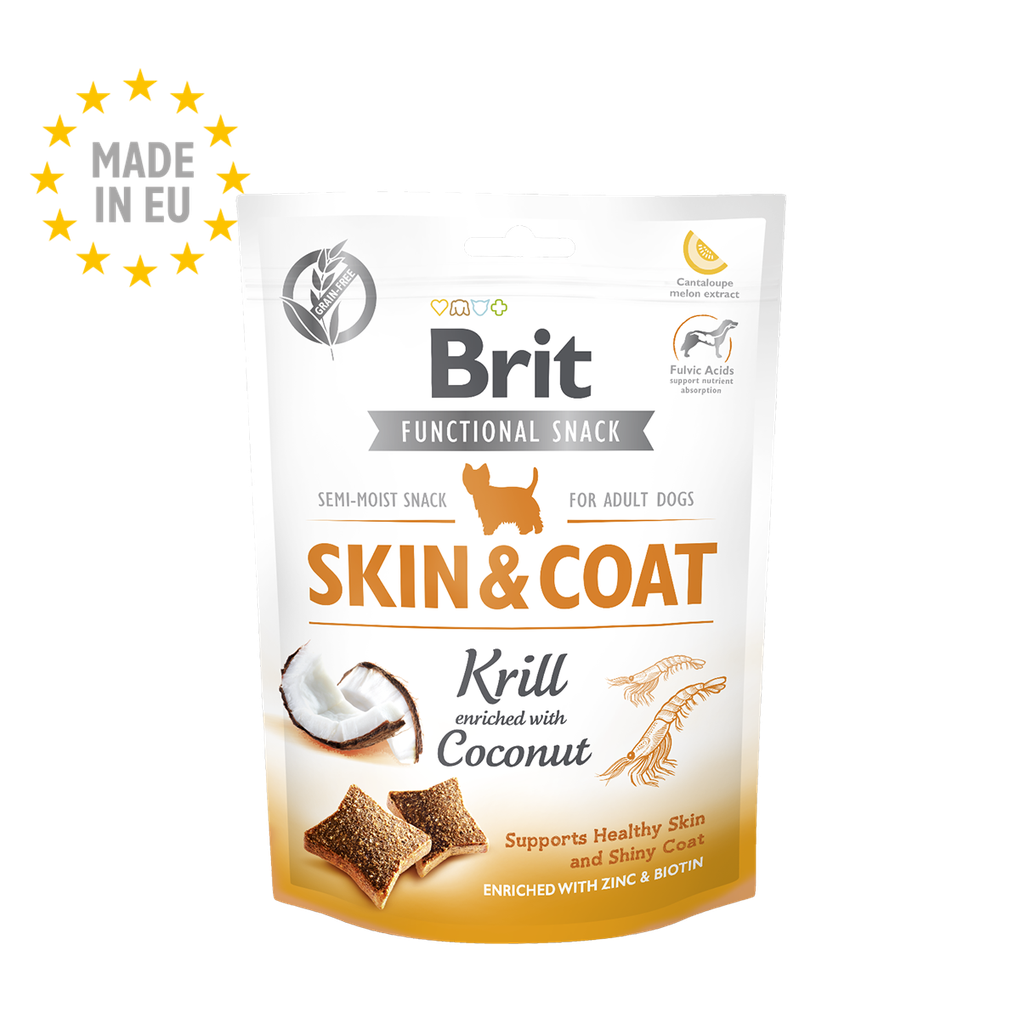 Brit Care Dog Functional Snack Skin and Coat Krill (fruit de mer) 150g