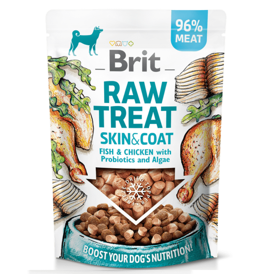 Brit Raw Treat Skin And Coat. Rehausseur de Goût. Fish And Chicken (Poisson et Poulet)