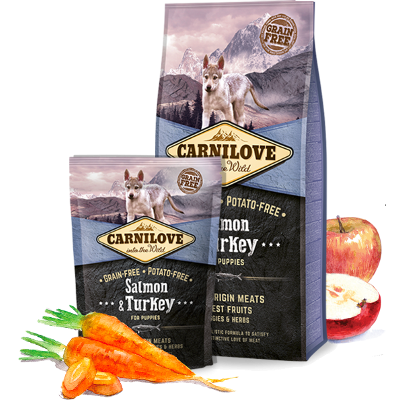 Carnilove Dog Croquettes Salmon And Turkey Pour Chiot Toute Race (Saumon et Dinde) 4kg|12kg - 12kg