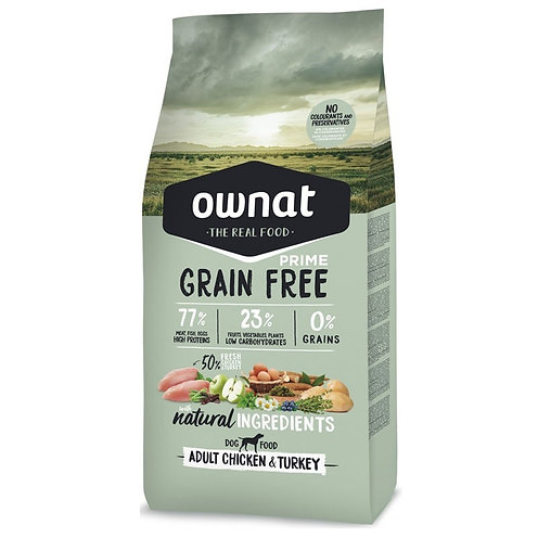 Ownat Grain Free Prime Adult Chien Poulet et Dinde 3kg | 12kg - 3kg