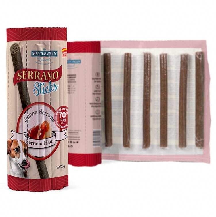 Sticks Serrano Pour Chiens Jambon (16pcsx12g)- Mediterrane