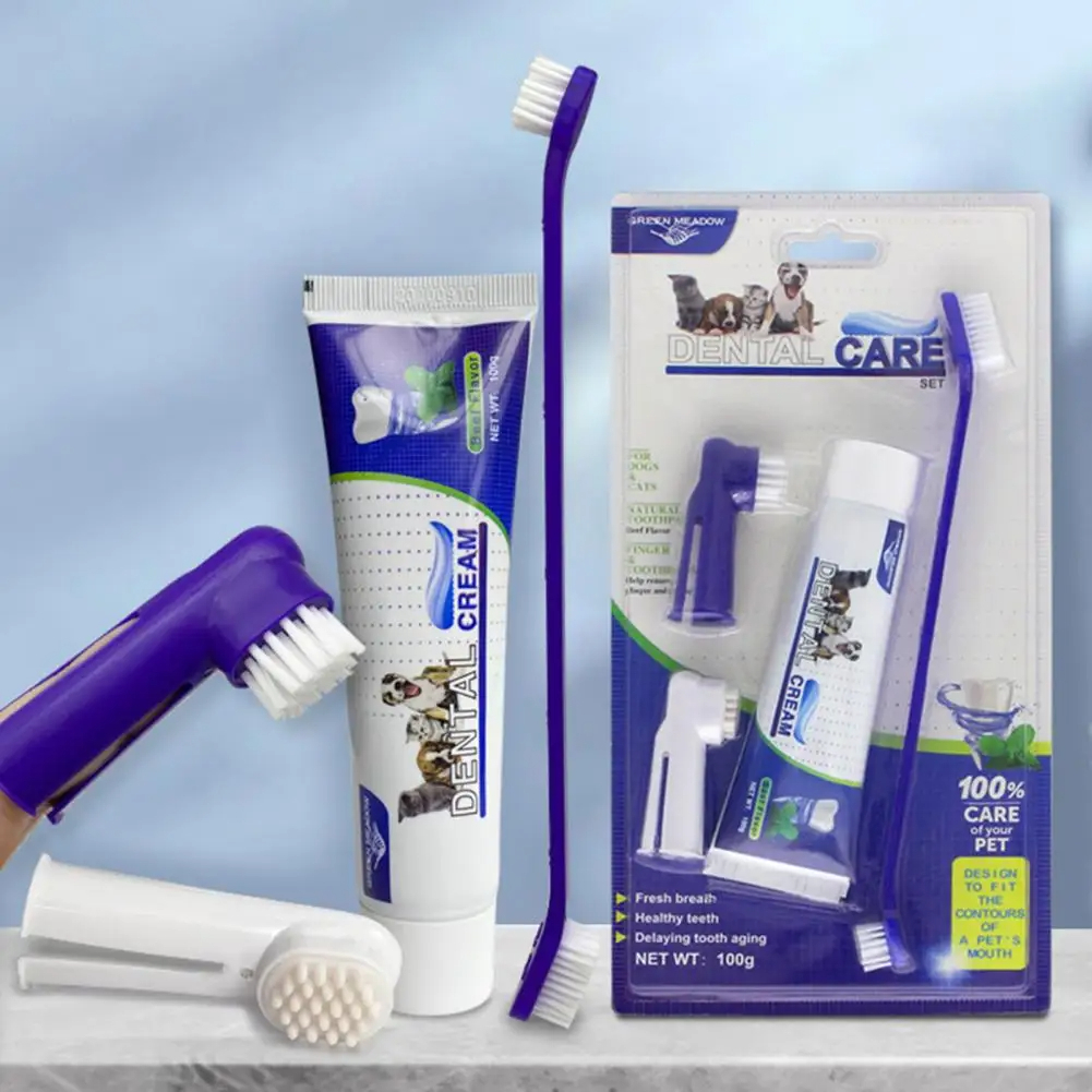 Kit Dentaire : Dentifrice + brosse à dent Portable pour chien et chat