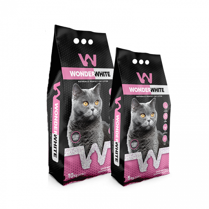 Litière agglomérante, parfumé et ultra-absorbante 5 Kg Wonder White (parfum : Lavande | Baby powder | Savon de marseille | Sans Parfum) - Baby Powder