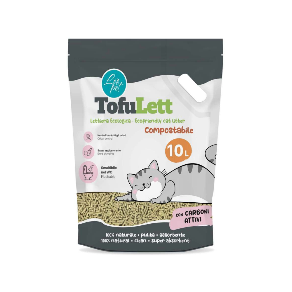 Litière au Tofu Au Charbon de Bois 10L - Tofulett