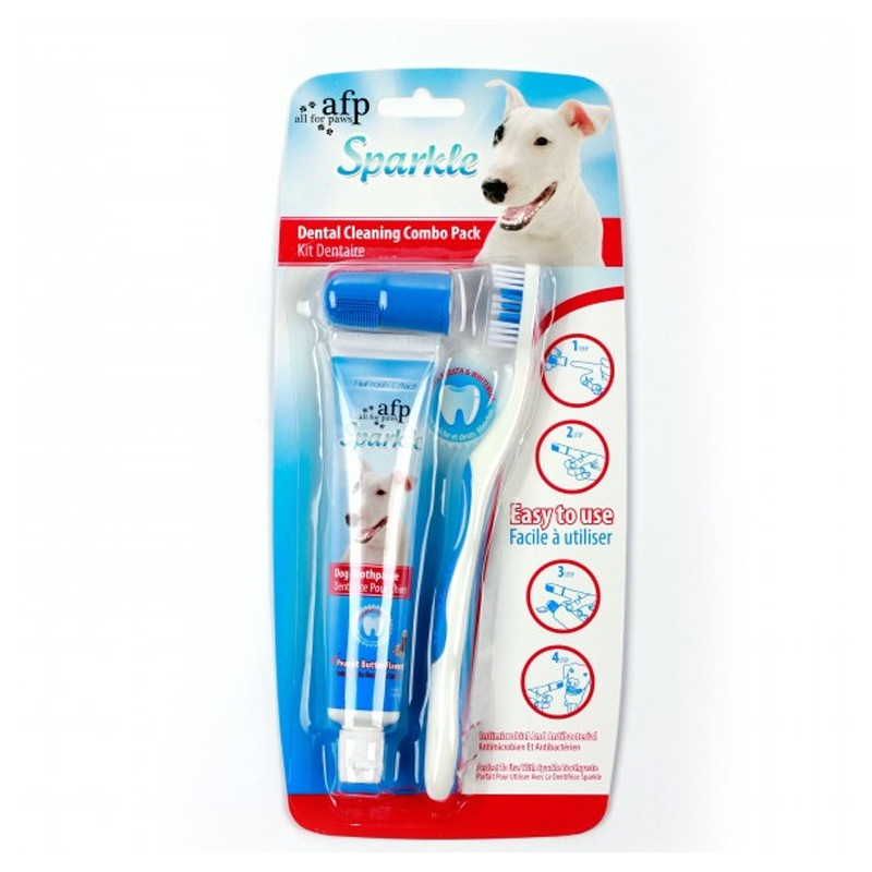 Pack Combiné Brosse à Dents et Dentifrice Vanille et Gingembre All For Paws Sparkle