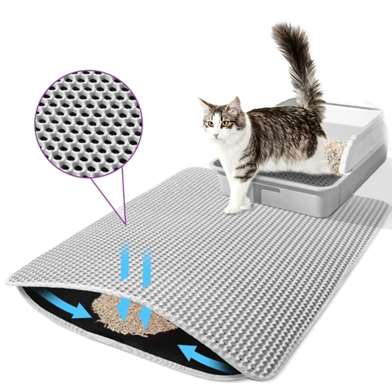 Tapis à litière à deux couches Noir et Blanc avec Plusieurs Tailles - 30cmx45cm, Blanc