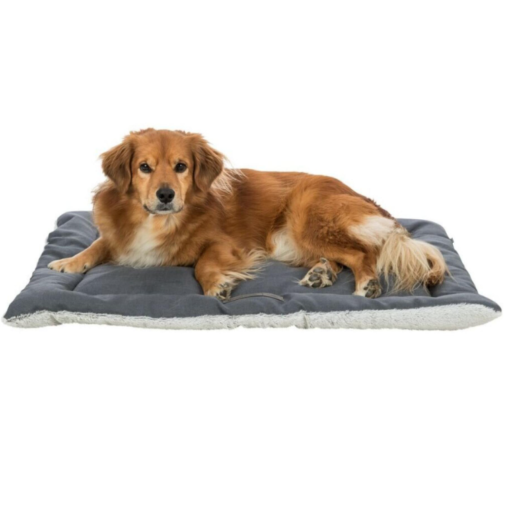 Tapis de couchage Farello Peluche/tissu tissé 110× 75 cm blanc-gris/gris