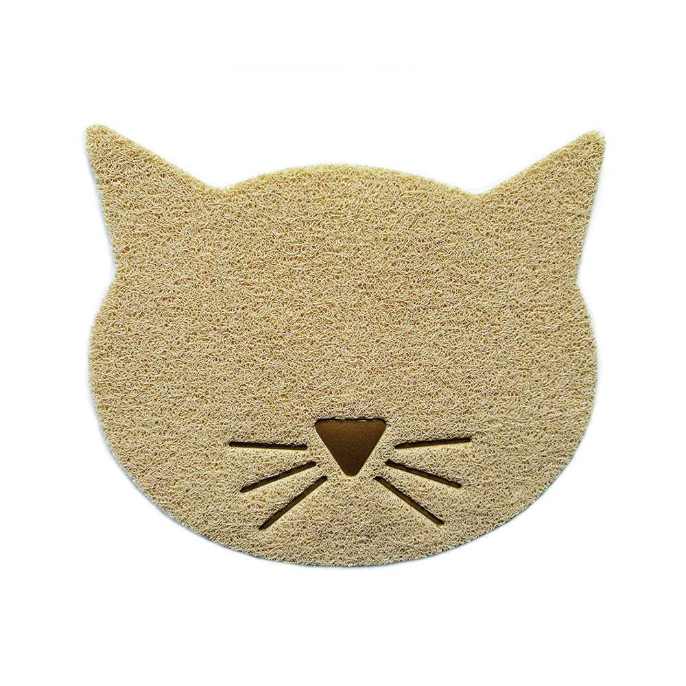 Tapis multifonction en forme de tête de chat Leopet ( Beige | Gris ) 37×43 cm - Beige