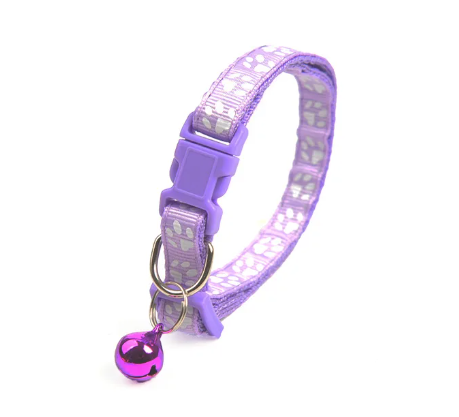 Collier réglable avec cloche pour chat - Mauve