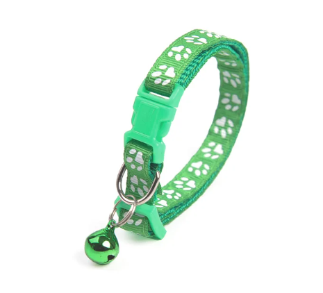 Collier réglable avec cloche pour chat - Vert
