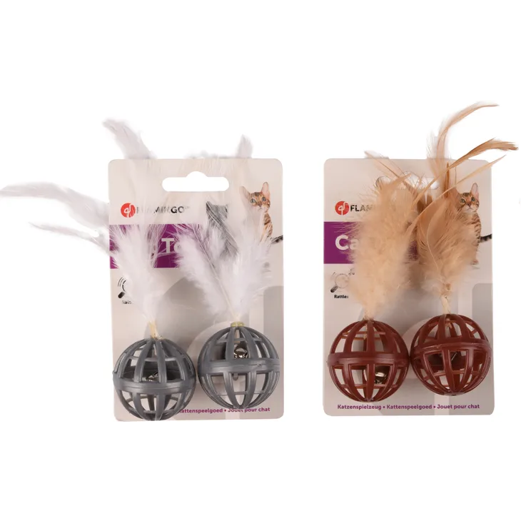 Flamingo Jouet Dian Balle Plusieurs couleurs (2 balles avec plumes)