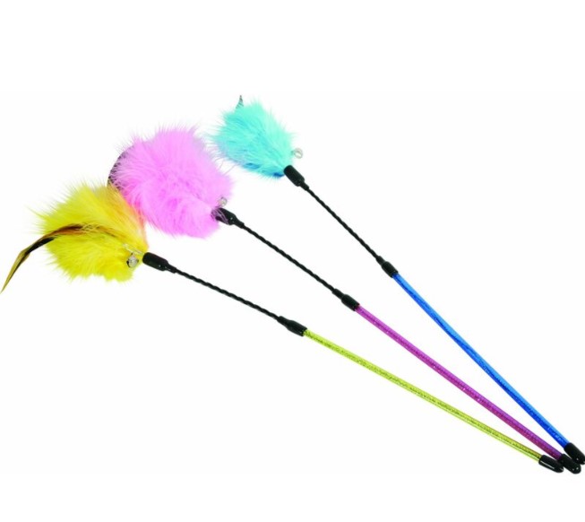 Jouet pour chat: Bâton interactif avec une boule en plume