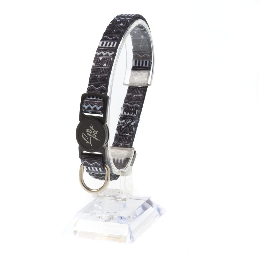 Leo Pet Collier Chat Maya 20-35cm (Blanc/Bleu | Orange/Vert | Noir) - Noir