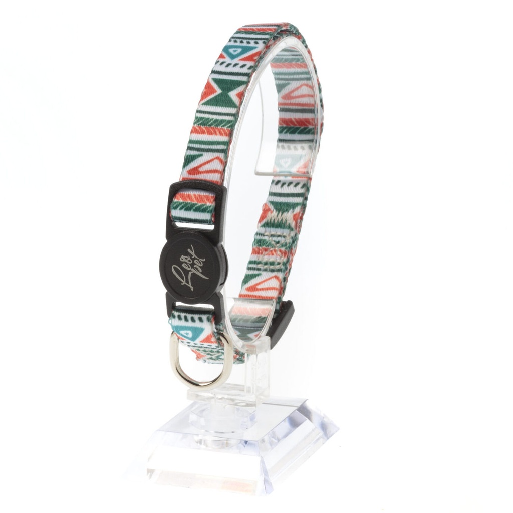 Leo Pet Collier Chat Maya 20-35cm (Blanc/Bleu | Orange/Vert | Noir) - Orange/Vert