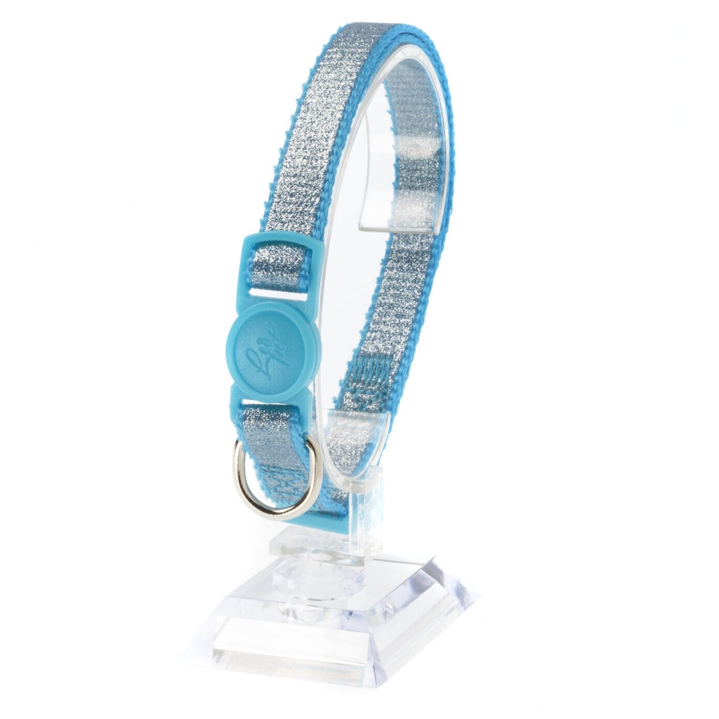 Leo Pet Collier Chat Paillettes Réfléchissantes 20-35cm (Gris | Rose | Bleu) - Bleu