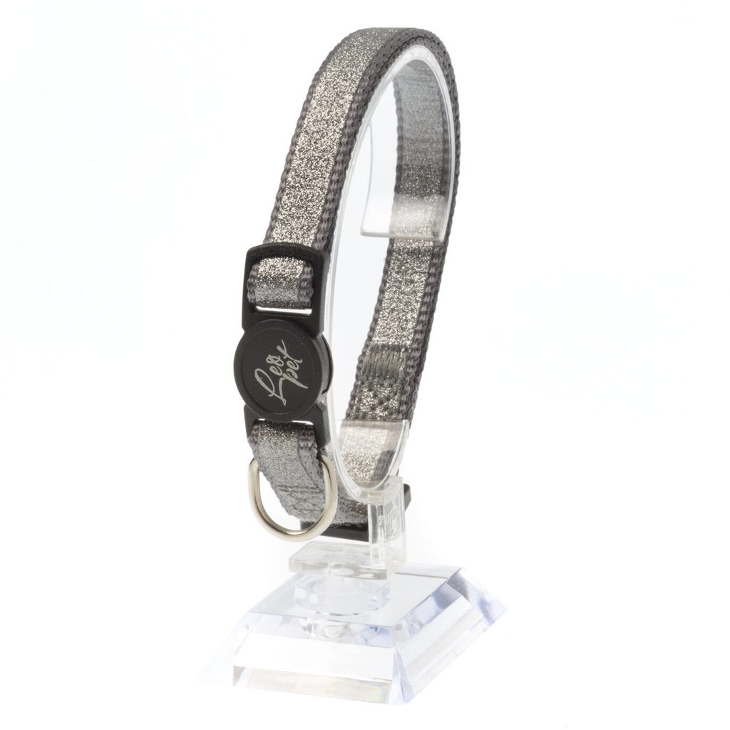 Leo Pet Collier Chat Paillettes Réfléchissantes 20-35cm (Gris | Rose | Bleu) - Gris