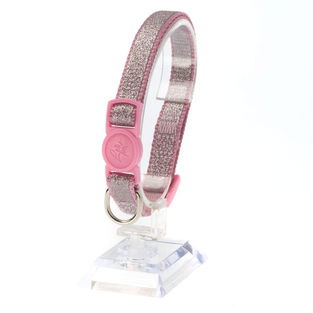 Leo Pet Collier Chat Paillettes Réfléchissantes 20-35cm (Gris | Rose | Bleu) - Rose