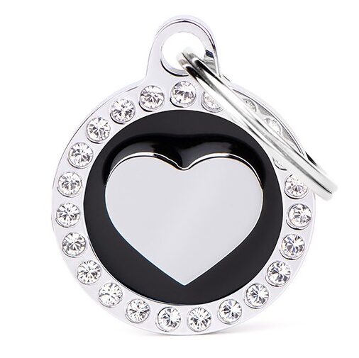 Médaille Glam Cœur Noir avec Strass