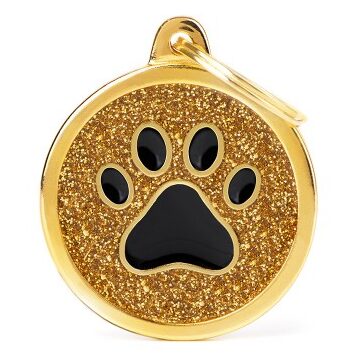 Médaille Shine Cercle Grand Glitter Dorée Patte Noire