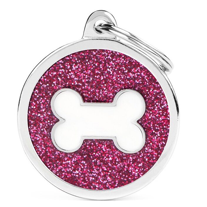 Médaille Shine Cercle Grand Glitter Rose Os Blanc