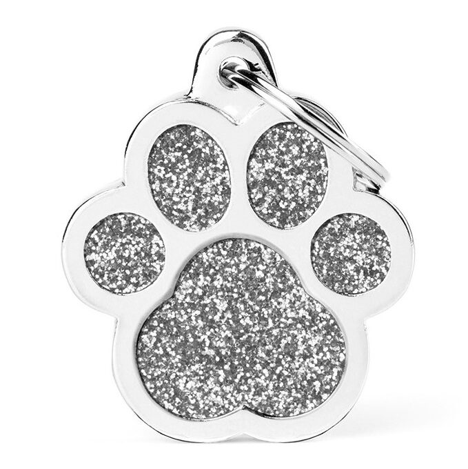 Médaille Shine Patte Grand Glitter Gris