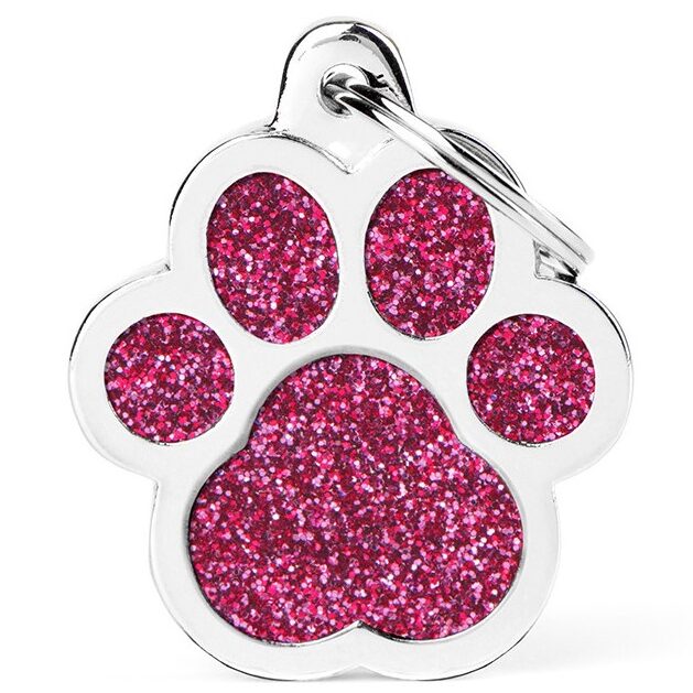 Médaille Shine Patte Grand Glitter Rose