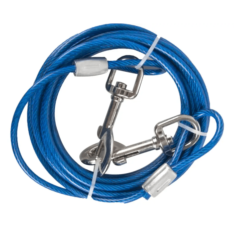 Flamingo Cable de Niche Acier Plastifier Bleu 3M - 5MM - (chien jusqu'à 20kg)