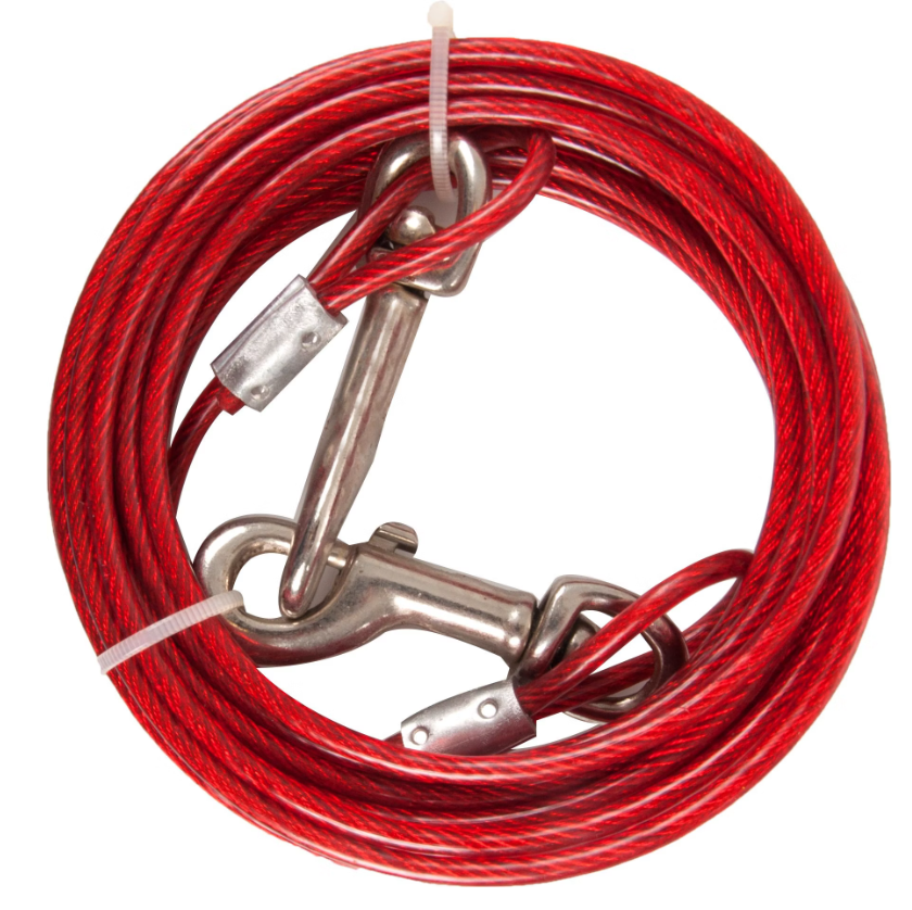 Flamingo Cable de Niche Acier Plastifier Rouge 5M - 4MM - (chien jusqu'à 15kg)