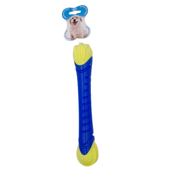 Jouet en Caoutchouc Sous Forme De Grand Os (30cm) - Bleu/Jaune