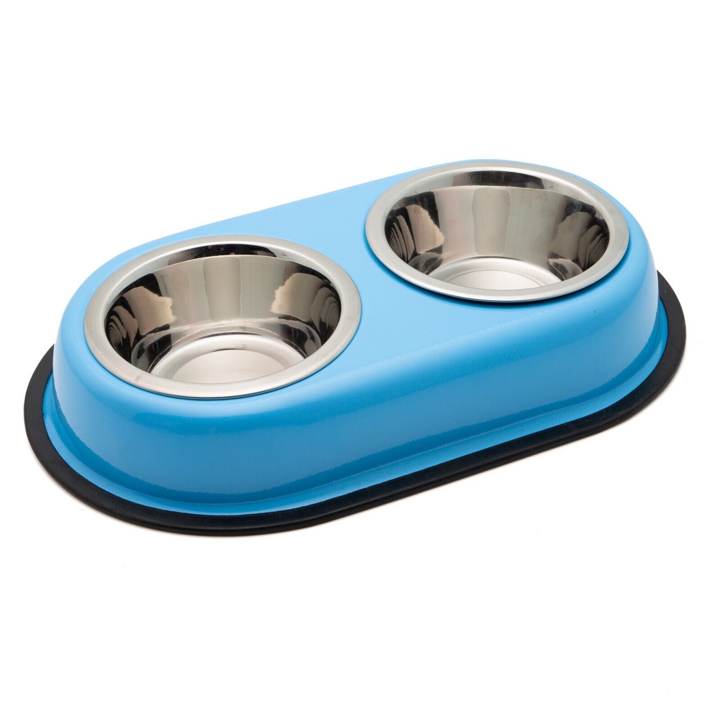 Léo Pet Gamelles en acier avec support antidérapant et anti-bruit 2x450ml