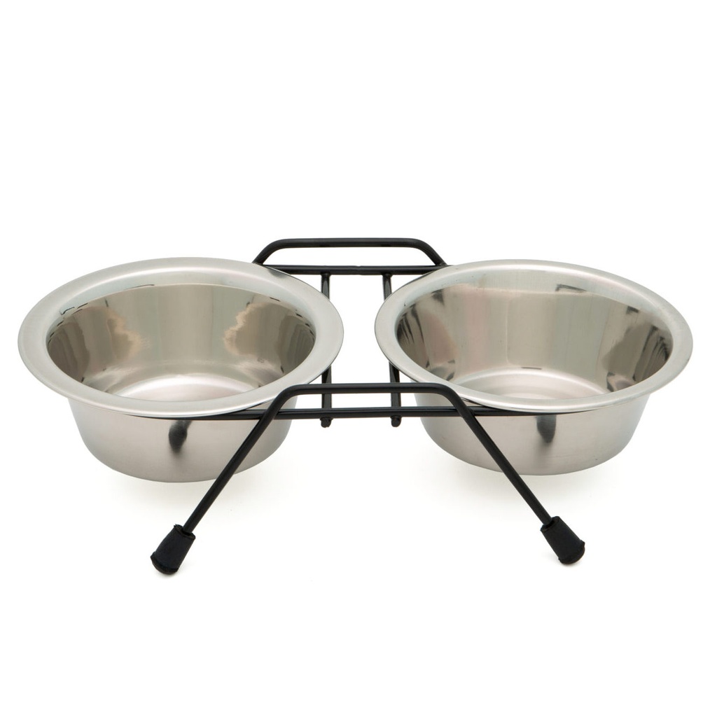 Léo Pet Gamelles en acier avec support antidérapant et anti-bruit 2x900ml