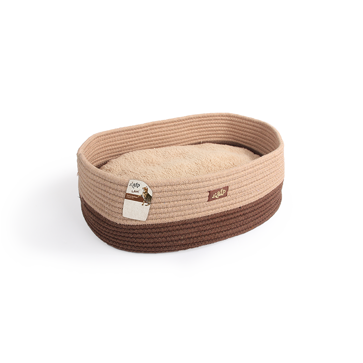 Lit Ovale Pour Chat et Petit Chien ( Gris | Tan ) - Tan