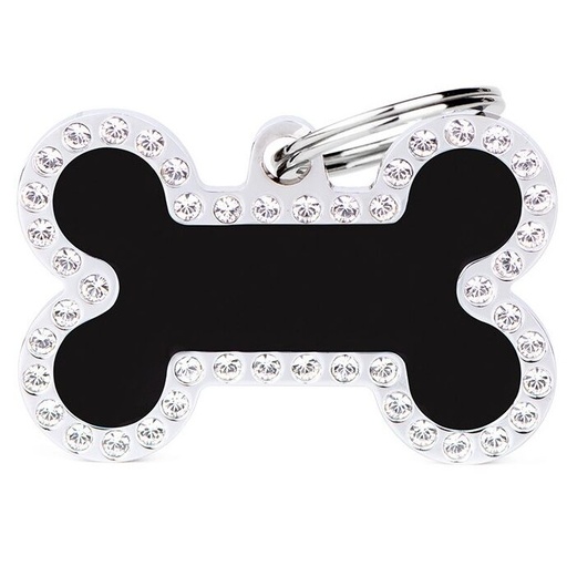 Médaille Glam Os Grand Noir avec Strass