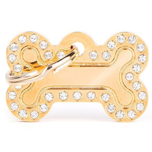 Médaille Glam Os Petit Dorée avec Strass