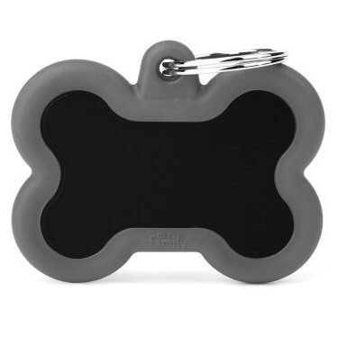 Médaille Hushtag Os Grand Noir en Aluminium avec Caoutchouc Gris