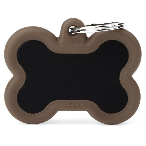 Médaille Hushtag Os Grand Noir en Aluminium avec Caoutchouc Marron