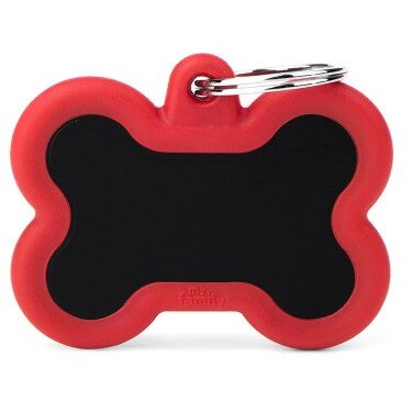 Médaille Hushtag Os Grand Noir en Aluminium avec Caoutchouc Rouge