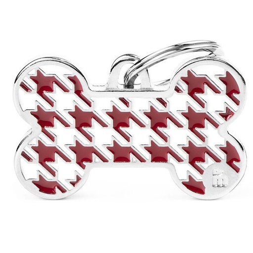 Médaille Style Pied de Poule Os Grand Rouge