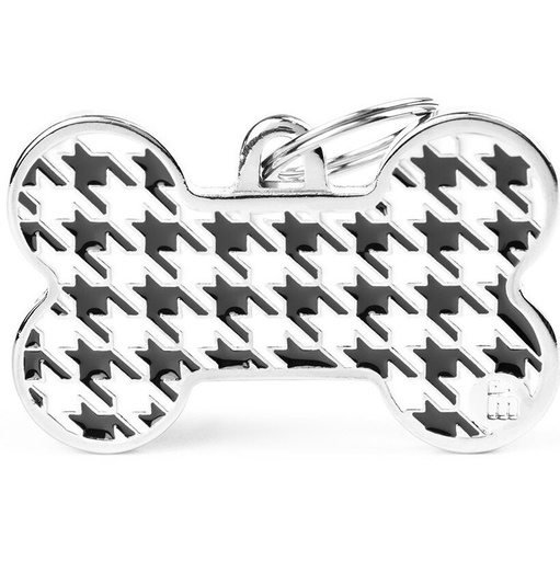 Médaille Style Pied de Poule Os XL Noir