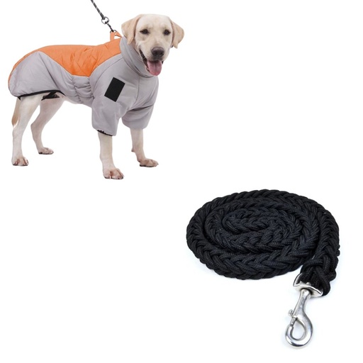 [5845fe7e-1145-48c6-b416-b62fbc1a2f90] Manteau d’Hiver Réfléchissant pour Chien + Laisse Robuste