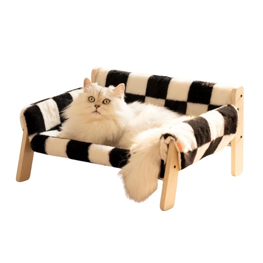 [canape-chat-sureleve] Canapé Élevé pour Chat – Lit en Bois avec Coussin Lavable