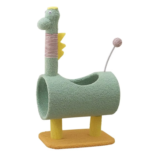 [arbre-chat-dinosaure-sisal] Arbre à Chat Dinosaure – Griffoir en Sisal avec Tunnel