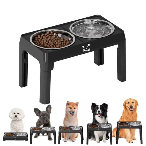[gamelle-elevee-reglable-chien] Gamelle Élevée Réglable pour Chien – Mangeoire à 5 Hauteurs