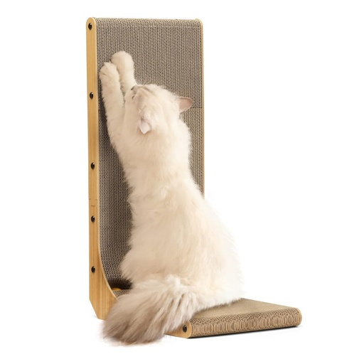 [griffoir-chat-forme-l] Griffoir en L pour Chat – Carton Mural avec Jouet