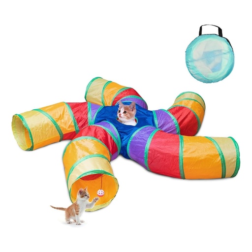 [tunnel-chat-5-voies] Tunnel 5 Voies pour Chat – Grand Tube de Jeu Intérieur