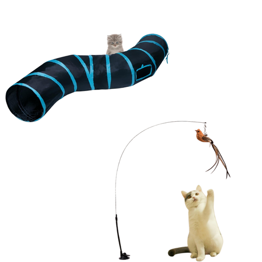 [942b7130-605b-4f32-8d0e-f7dc1e2f1611] Jouet Plume + Tunnel pour Chat