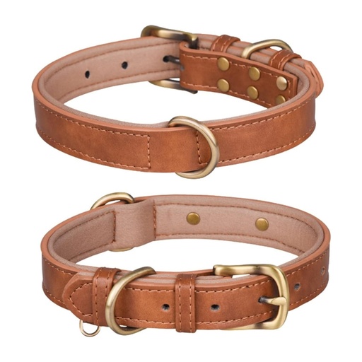[collier-cuir-chien] Collier pour Chien en Cuir – Réglable, Rembourré et Résistant avec Anneau en D