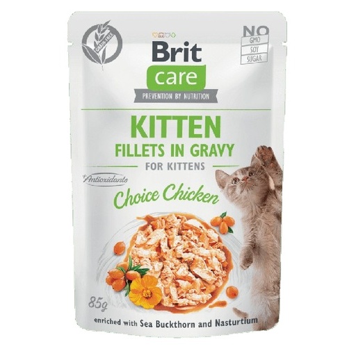 [brit-care-pochons-en-sauce-pour-chaton-filets-de-poulets-85g] Brit Care Pochons en Sauce Pour Chaton Filets de Poulets 85g