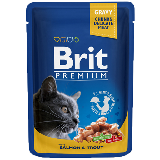 [brit-premium-pochon-saumon-et-truite-pour-chat-adult-100g] Brit Premium Pochon Saumon et Truite pour chat adult 100g